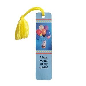 Vintage 80s Kitten Balloon Ride Bookmark hug cat yarn tassel 1987 Antioch H-1096